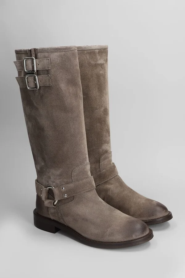 Low Heels Boots In Taupe Suede - Image 2