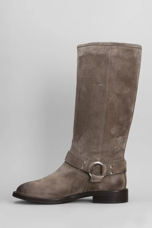 Low Heels Boots In Taupe Suede - Image 3