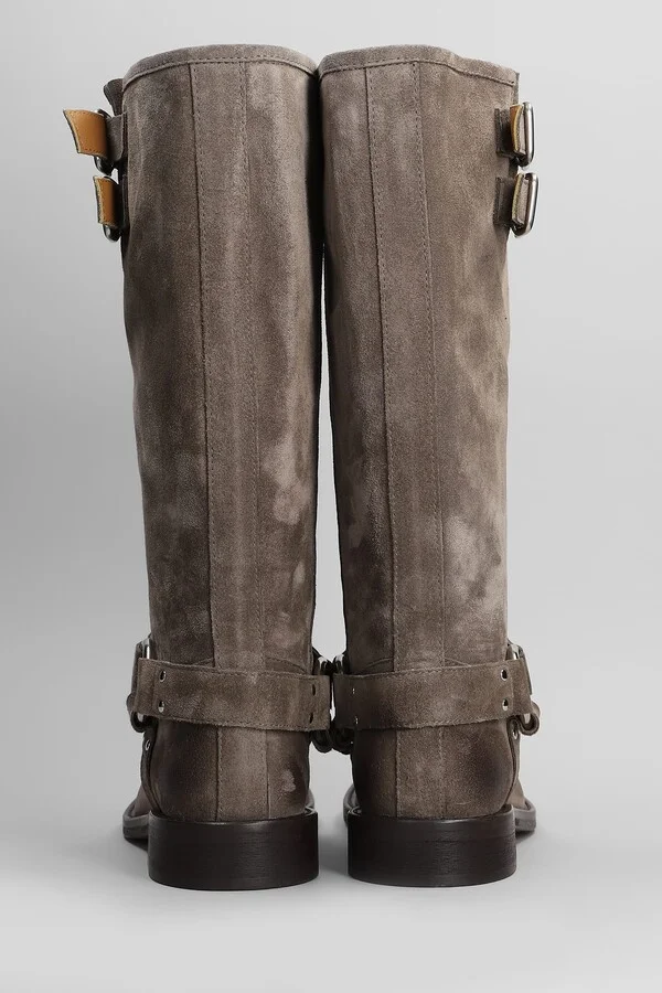 Low Heels Boots In Taupe Suede - Image 4