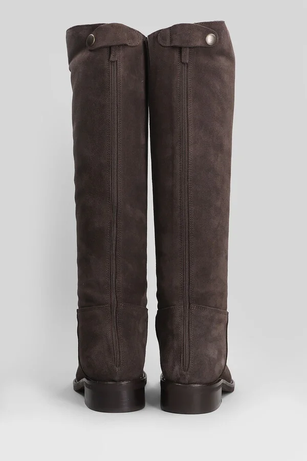 Low Heels Boots In Taupe Suede - Image 4