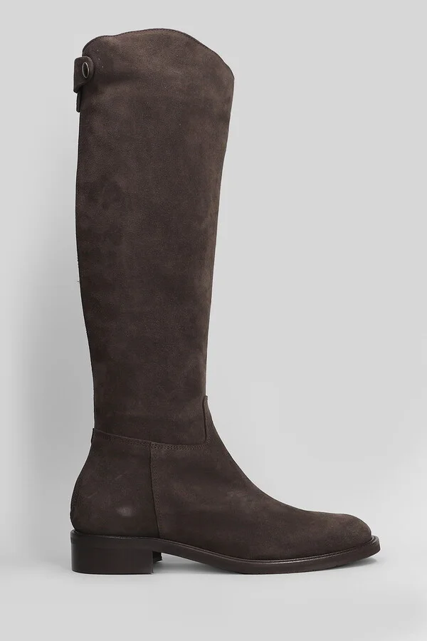 Low Heels Boots In Taupe Suede