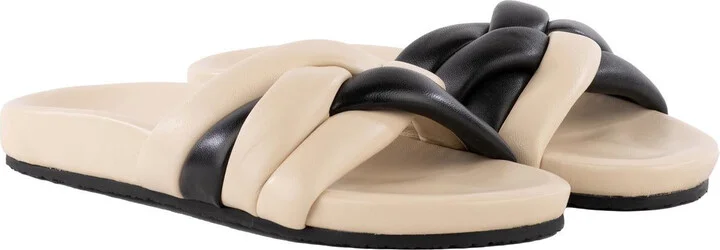 Low Key Glow Up Womens Criss-Cross Leather Slide Sandals