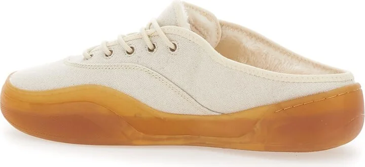 'low Skate Mule' White Low Top Sneakers With Contrasting Sole In Cotton Man - Image 3