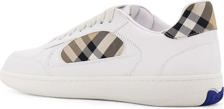 Low-top Leather Sneakers With Check Inserts - Image 3