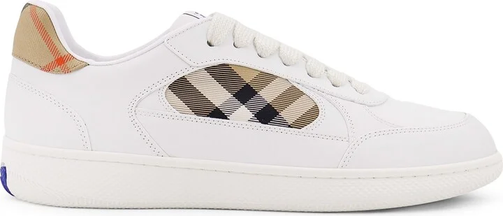 Low-top Leather Sneakers With Check Inserts