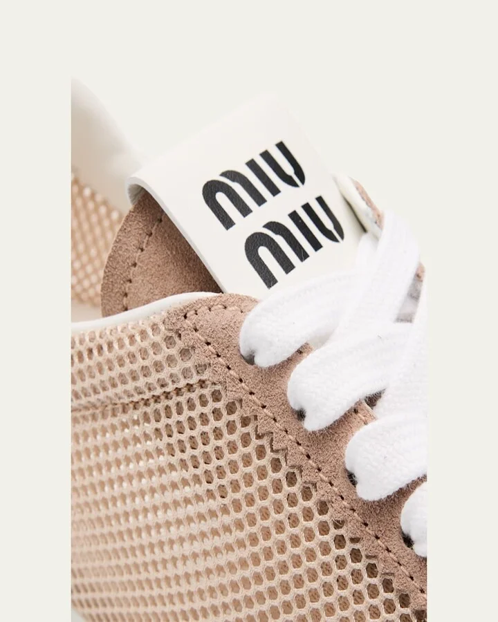 Low-Top Mesh Suede Sneakers - Image 11