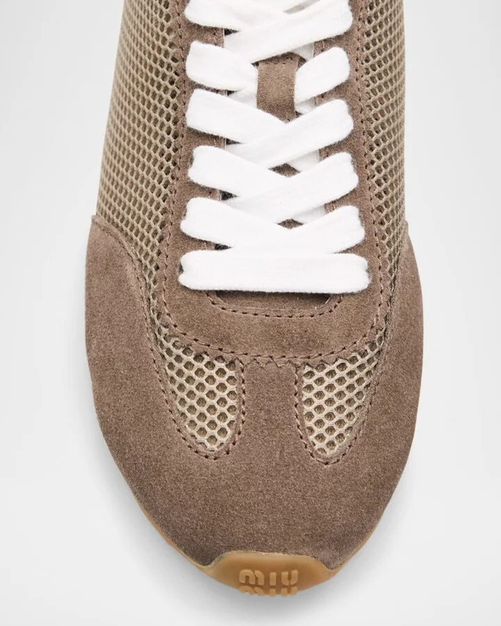 Low-Top Mesh Suede Sneakers - Image 11
