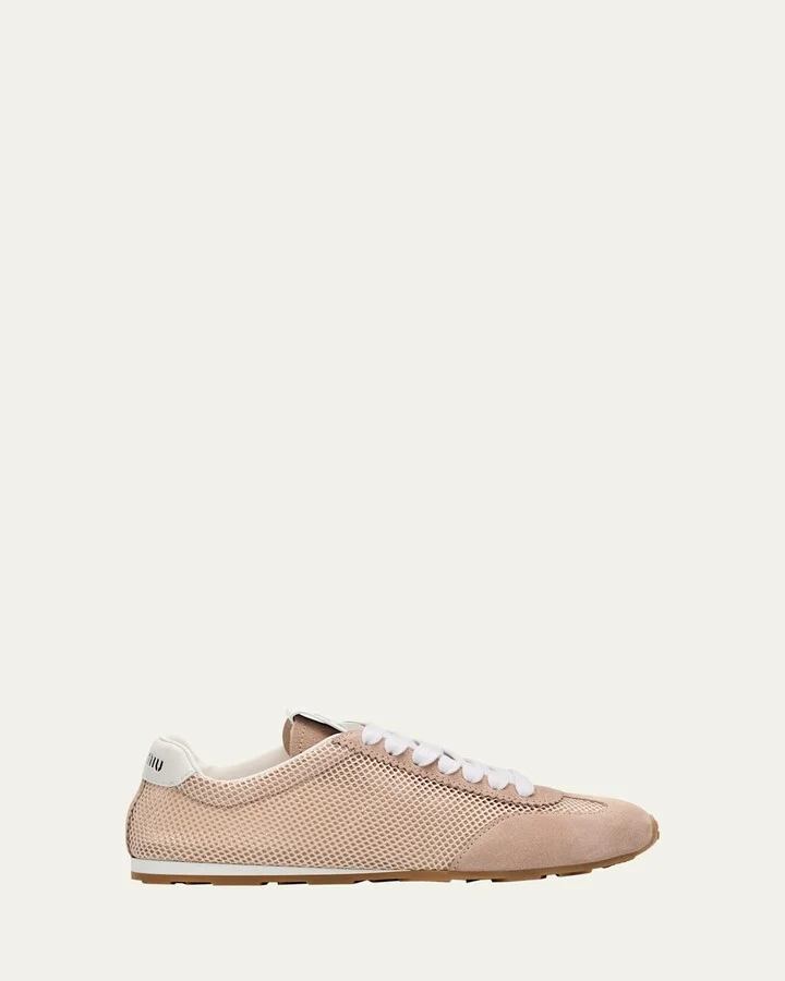 Low-Top Mesh Suede Sneakers