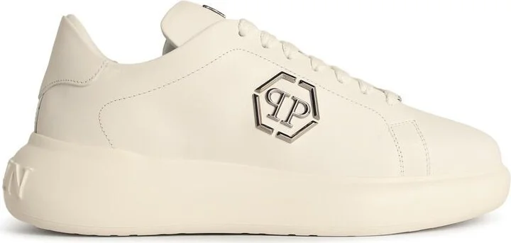 'low Top New Basic Hexagon' White Leather Sneakers