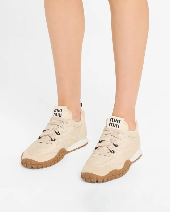 Low-Top Nylon & Leather Sneakers - Image 2