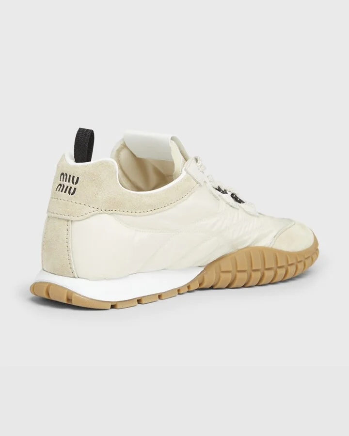 Low-Top Nylon & Leather Sneakers - Image 4