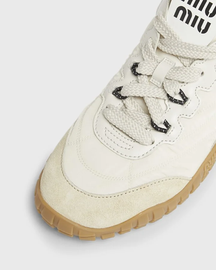 Low-Top Nylon & Leather Sneakers - Image 5