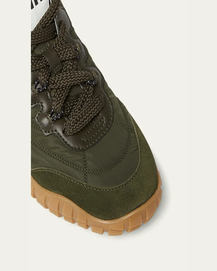 Low-Top Nylon & Leather Sneakers - Image 2