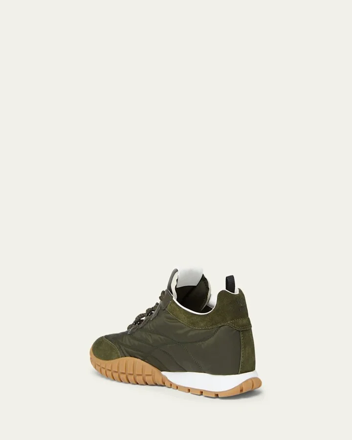 Low-Top Nylon & Leather Sneakers - Image 3