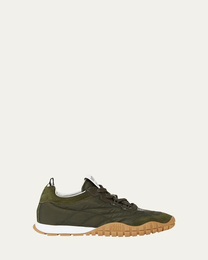 Low-Top Nylon & Leather Sneakers