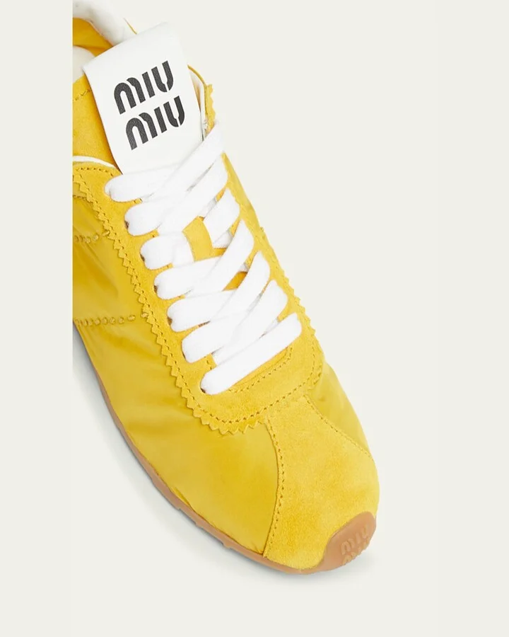 Low-Top Nylon & Suede Sneakers - Image 2