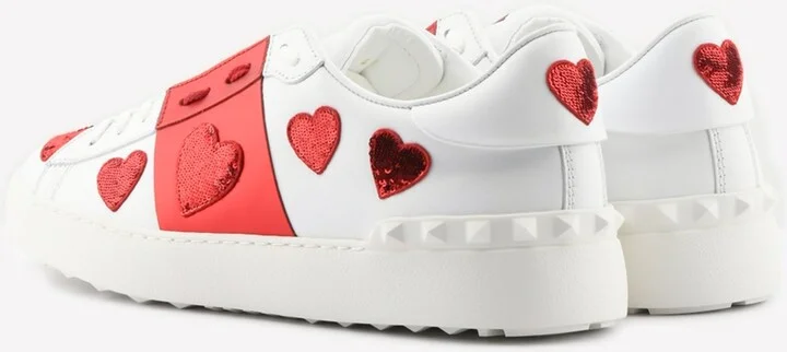 Low-Top Open Sneakers with Embroidered Hearts - Image 2