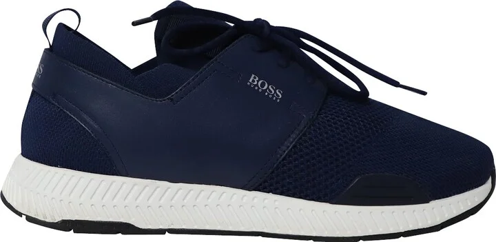 Low Top Sneakers in Navy Blue Polyester