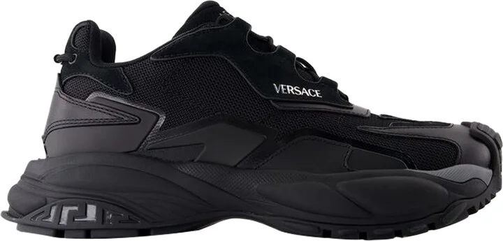 Low Top Sneakers - Versace - Leather - Black