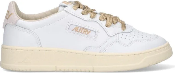 Low-Top Sneakers With Suede Accents And Golden Details