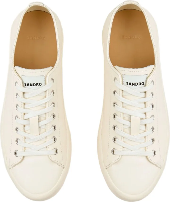 Low-top split leather trainers - Image 3
