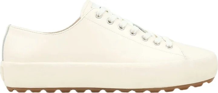Low-top split leather trainers