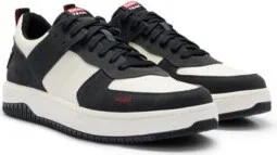 Low-top trainers in faux leather and suede- Dark Grey Men's Sneakers size 6