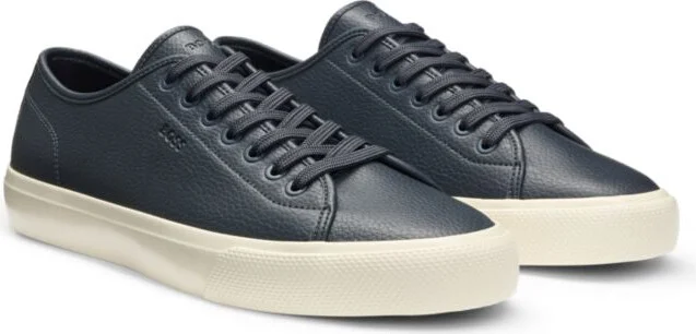 Low-top trainers in grained faux leather