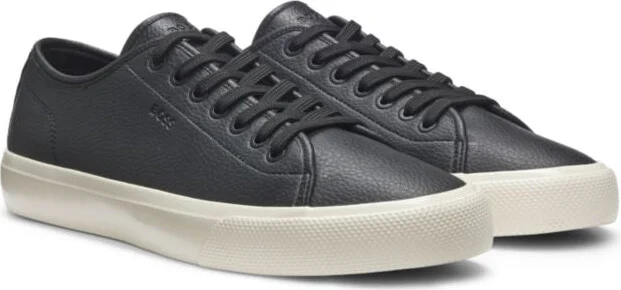 Low-top trainers in grained faux leather