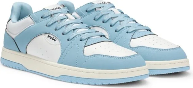 Low-top trainers with faux leather