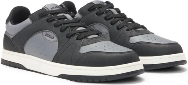 Low-top trainers with faux leather