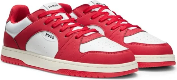 Low-top trainers with faux leather
