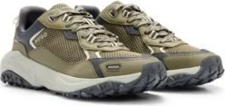 Low-top trainers with open-mesh uppers- Light Green Men's Sneakers size 6