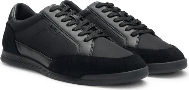 Low-top trainers with suede and faux leather