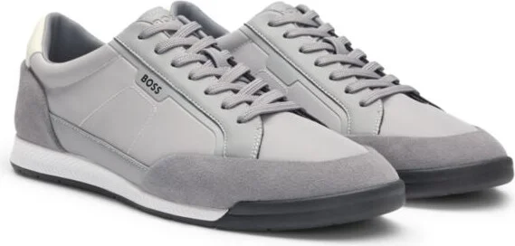 Low-top trainers with suede and faux leather