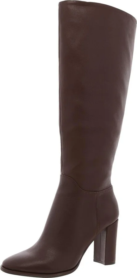 LOWELL Womens Leather Zipper Knee-High Boots