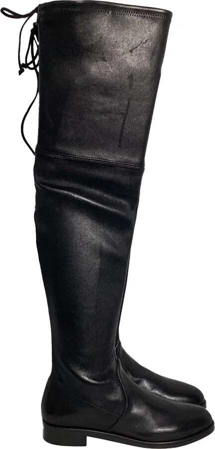 Lowland Over-The-Knee Boots in Black Leather