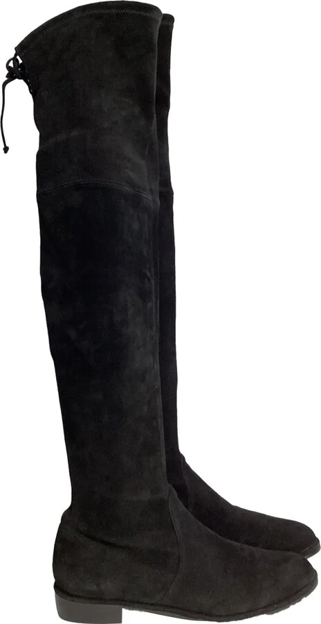 Lowland Over-The-Knee Boots in Black Suede