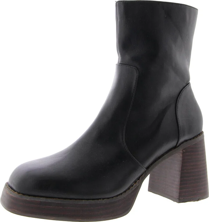 Loyal Womens Faux Leather Solid Mid-Calf Boots