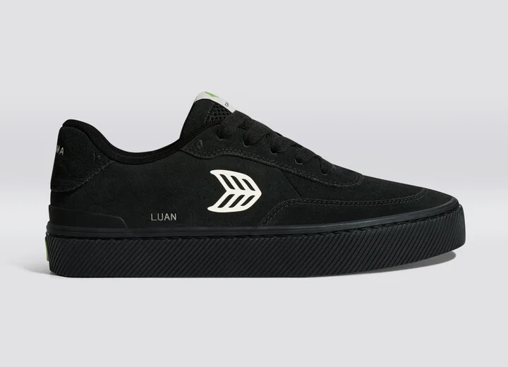 LUAN PRO All Black Suede Ivory Logo Sneaker Men - Image 3