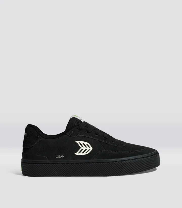 LUAN PRO All Black Suede Ivory Logo Sneaker Men