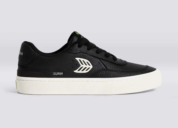 LUAN PRO Black Premium Leather Ivory Logo Sneaker Women - Image 3