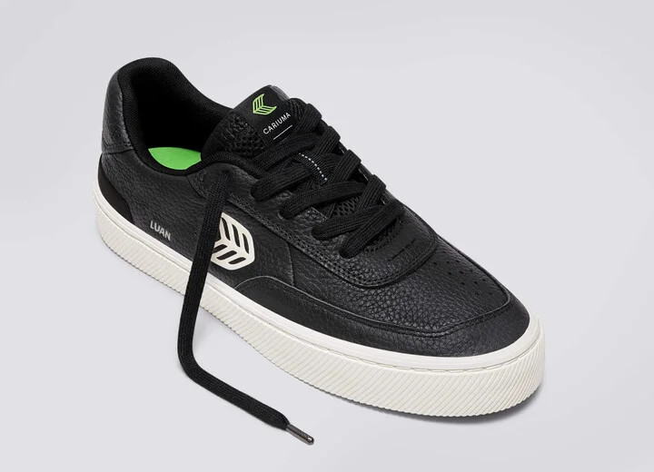 LUAN PRO Black Premium Leather Ivory Logo Sneaker Women - Image 4