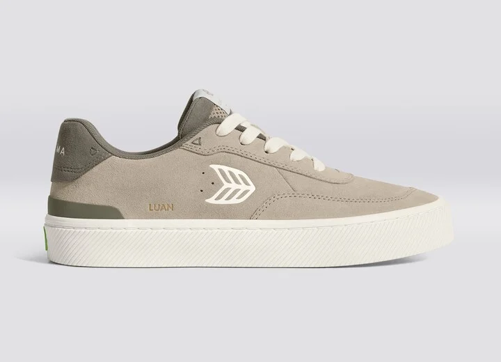 LUAN PRO Plaza Taupe Suede Ivory Logo Sneaker Men - Image 3