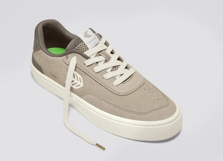 LUAN PRO Plaza Taupe Suede Ivory Logo Sneaker Men - Image 4
