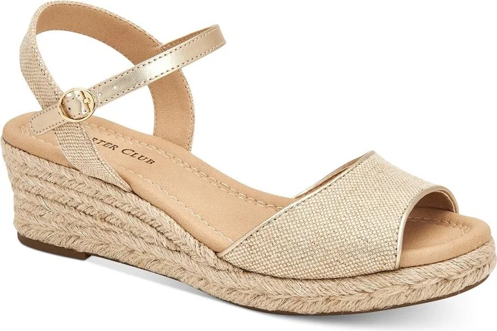Luchia Womens Canvas Buckle Wedge Sandals