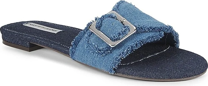 Lucia Denim Flat Sandals - Image 2