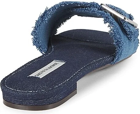Lucia Denim Flat Sandals - Image 3