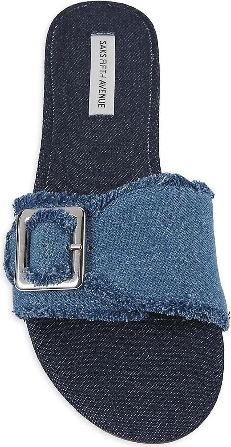 Lucia Denim Flat Sandals - Image 5