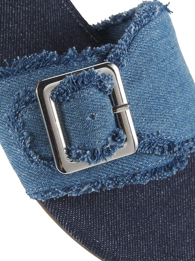 Lucia Denim Flat Sandals - Image 6
